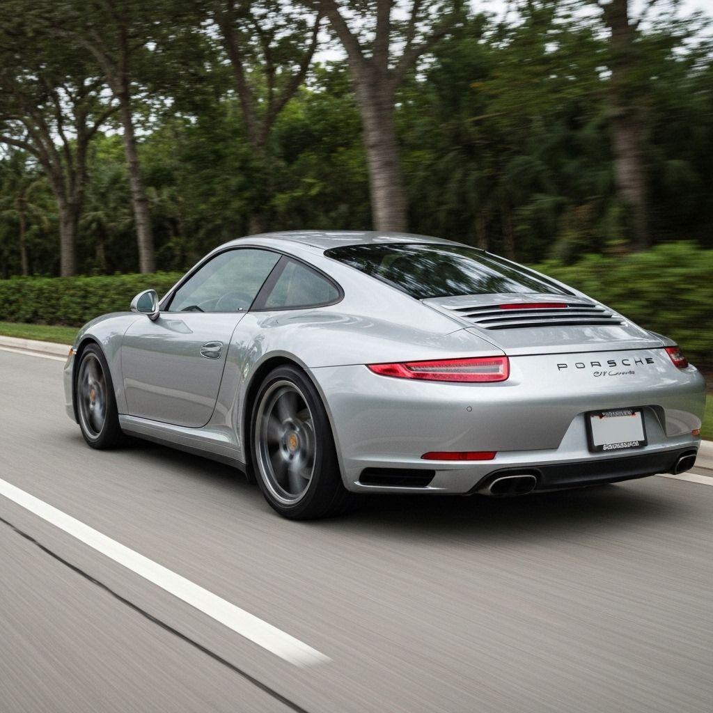 Porsche on the highway in Miami